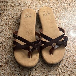 Sunjuns Brown Strappy Sandals